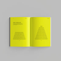 Inside page of Waste Age catalogue featuring outlines of mobile phones on a bright yellow background.