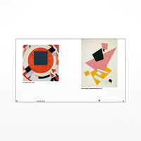 White pages with red, pink and yellow graphics on a white background